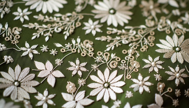 Ręcznie wyszywany motyw kwiatowy